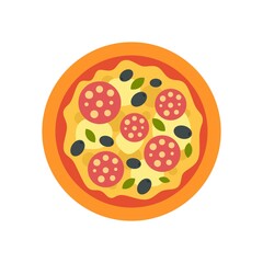 Olive italian pizza icon flat isolated vector