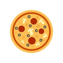 Mushroom sauce pizza icon flat isolated vector