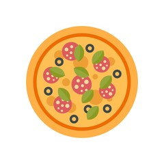 Round fresh pizza icon flat isolated vector
