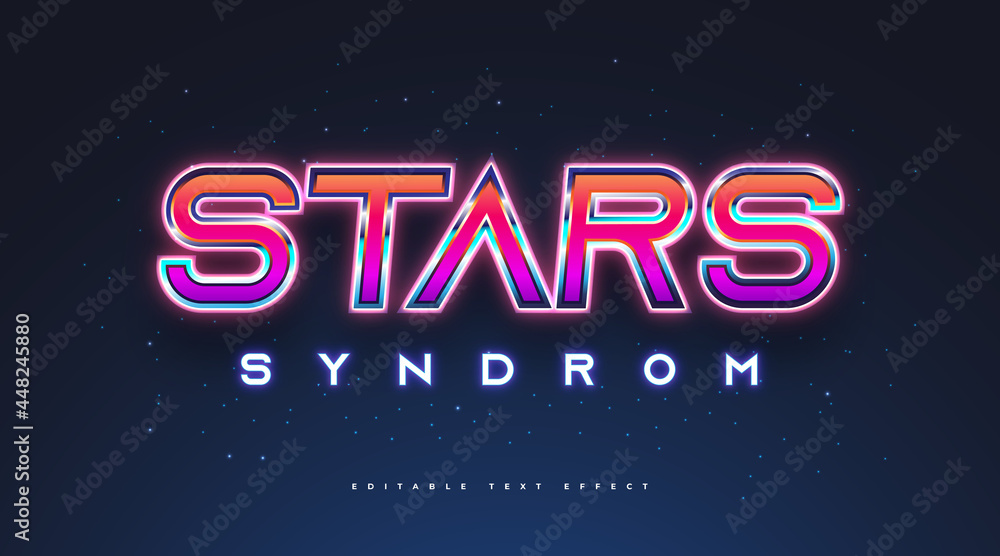Wall mural colorful retro text style with glowing neon effect. editable text style effect
