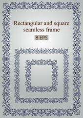 The classic frame is rectangular and square in shape. Vector seamless border.