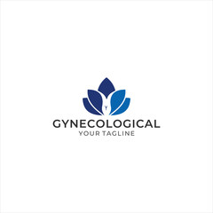 logo gynecological with leaf, female reproductive, cancer, lotus, health, expert doctor. for medical surgery - obrazy, fototapety, plakaty