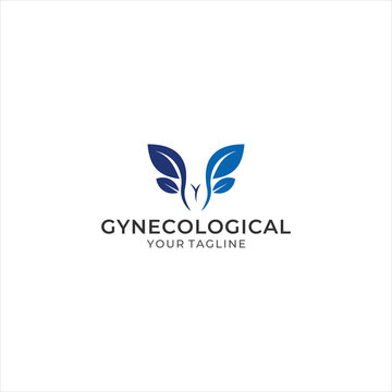 logo gynecological with leaf, female reproductive, cancer, lotus, health, expert doctor. for medical surgery