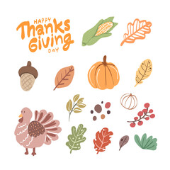 Thanksgiving elements vector illustration 