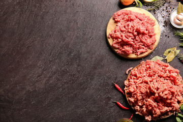 Composition with fresh forcemeat on dark background