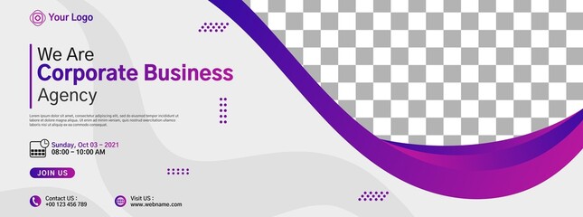 Website banner template design for Business webinar, marketing webinar, online class program, conference event, etc.