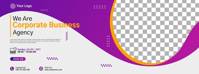 Website banner template design for Business webinar, marketing webinar, online class program, conference event, etc.