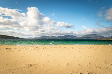 A summer 3 shot HDR image of the wonderful Luskentyre, Losgaintir, Beach on the Isle of Harris, Western Isles, Scotland