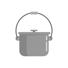 Camping food fire pot icon flat isolated vector