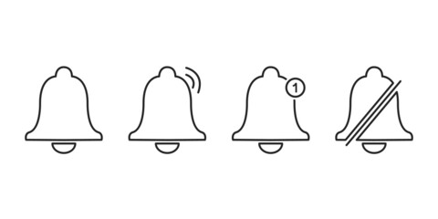 Notification bell icons isolate on white background.