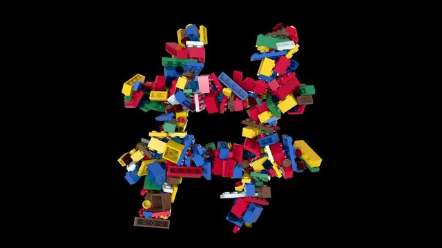 Shuffled Colored Bricks Building Blocks Typeface Text 
with alpha hashtag
