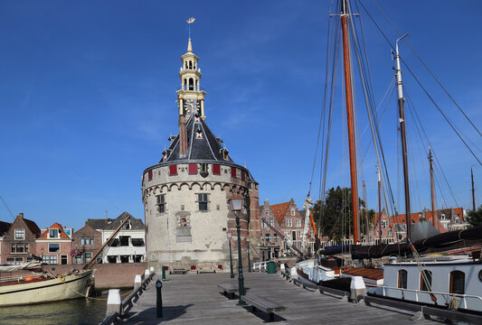 Tower in the old harbor in Hoorn, Holland