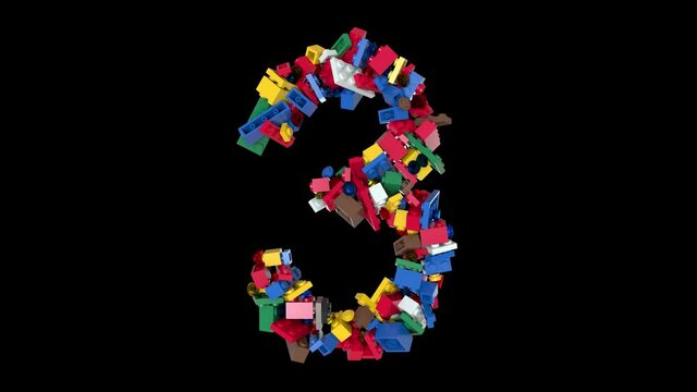 Shuffled Colored Bricks Building Blocks Typeface Text 
with alpha 3