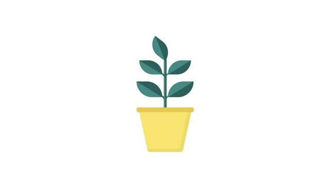 Animated Plant in flower pot icon. Line, solid and filled outline colorful version, outline and filled vector sign. Home plant symbol, flower pot isolated