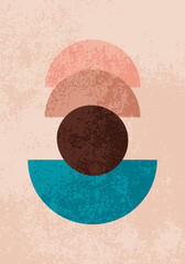 Trendy artistic abstract background. 20s geometric design poster, vector template with primitive shapes elements. Design for wall decoration, postcard, poster or brochure.