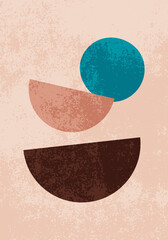 Trendy artistic abstract background. 20s geometric design poster, vector template with primitive shapes elements. Design for wall decoration, postcard, poster or brochure.