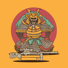 Samurai Warrior Sniper Illustration