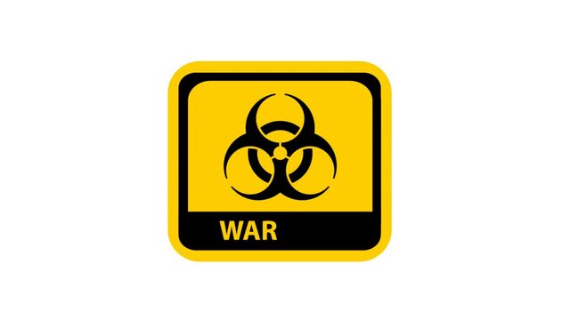 2D Biohazard danger sign warning black and yellow signs in a square shape. A biological hazard vector symbol isolated on white background.