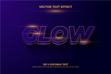 Editable 3d  text effect dark purple glow vector