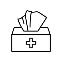 Medical napkins icon. Flat pictogram for web. Line stroke. Isolated on white background. Outline vector eps10