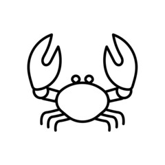 Crab icon. Seafood flat pictogram for web. Line stroke. Isolated on white background. Outline vector eps10