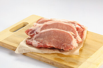 Raw pork steak for cooking