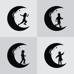 Kids dreams reach start with moon background