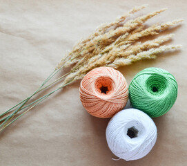 Multicolored tangles on craft paper. The concept of creativity.