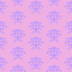 Purple floral arabesque on a dusty pink background. Seamless pattern for textiles, fabrics, wallpapers, wrapping paper and more for your smart designs.