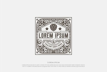 Antique Old Classic Elegant Luxury Golden Label Badge Logo Design Vector