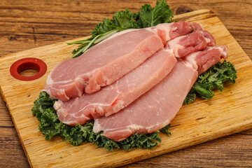 Raw pork steak for cooking