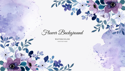 Watercolor purple floral abstract background