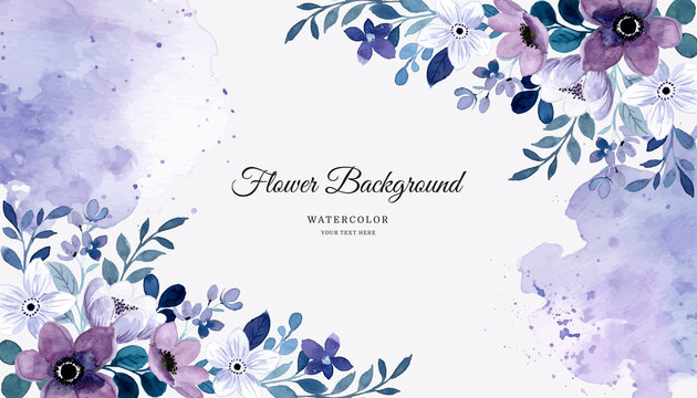 Watercolor Purple Floral Abstract Background