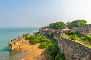 Fototapeta na wymiar Fortification of Diu Fort in Diu, India