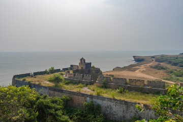 Fototapeta na wymiar Wide view of Diu Fort in Diu, India