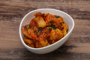 Chicken with oyster sauce and vegetables