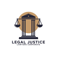 legal justice corporation logo design inspirations, greek temple with scales vector illustrations