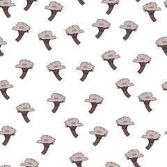 seamless pattern with solated cantharellus cibarius mushroom print.
