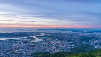 Obraz premium 皿倉山展望台 夕焼け 福岡県 北九州市