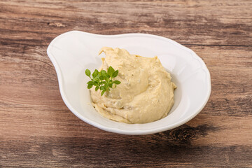 Vegan food - hummus with olive oil