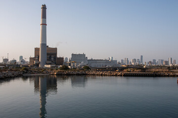 Obraz premium view of the port and electric station