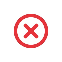 Red cross icon with white background