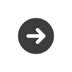 Next or forward button concept. Direction arrow icon. White arrow and black circle.