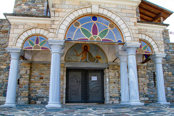 Greece, Monastery of Timios Prodromos in Akritochori near Lake Kerkini, front door