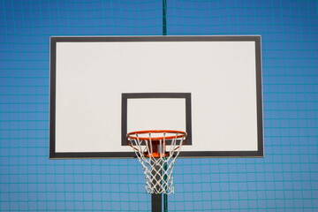 Basketball board with hoop. Sport and recreation time