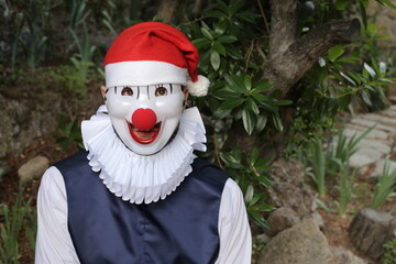 Playful clown during Christmas season