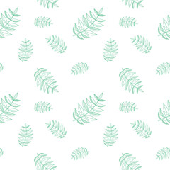 Floral seamless leaf pattern.  Illustrated background. Vector. Print for textile or web