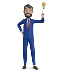 3d character. Businessman having an idea