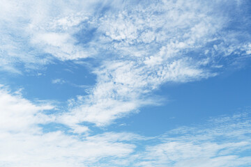 Beautiful clouds during spring time in a Sunny day. Blue sky and white fluffy clouds