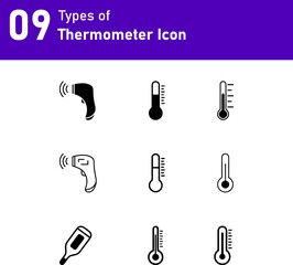 09 Types of Thermometer icon set illustration vector.